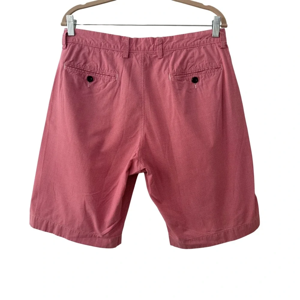 J.Crew Club Mens 32 Preppy Chino Shorts Red White Micro Check Cotton 11